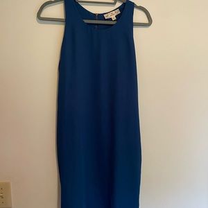 Teal blue short dress, size large with zip back and pockets